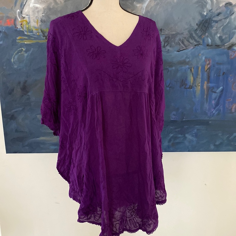 SR Fashions India beach cover up purple shirt